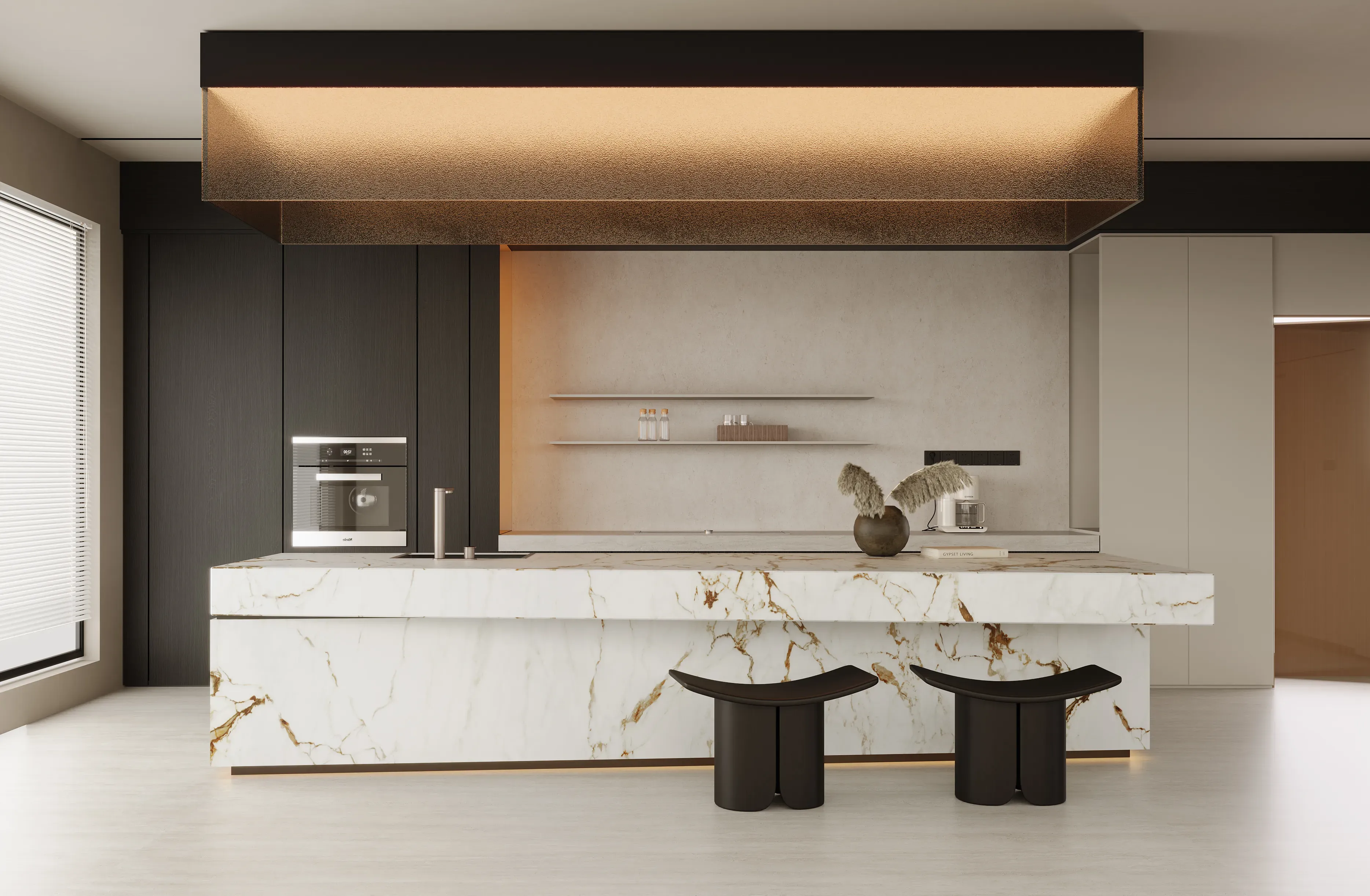 Macchia Fine porcelain island in a contemporary kitchen