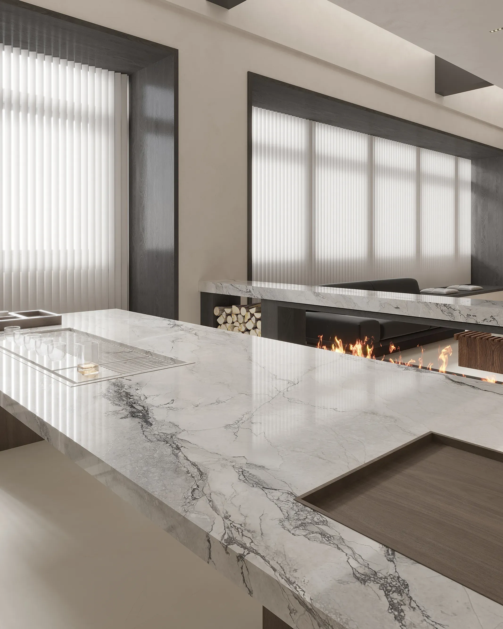 Michelangelo Bianco porcelain kitchen countertop